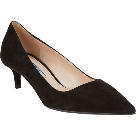 prada suede black closed toe pumps